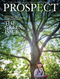 The cover of the Summer 2019 issue of Prospect Magazine features Environmental Studies student Nicolle Omiotek standing beneath a tree on the Elmhurst University campus.