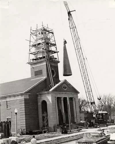 The addition of a steeple in 1959 marked the final phase of construction at Hammerschmidt Memorial Chapel.